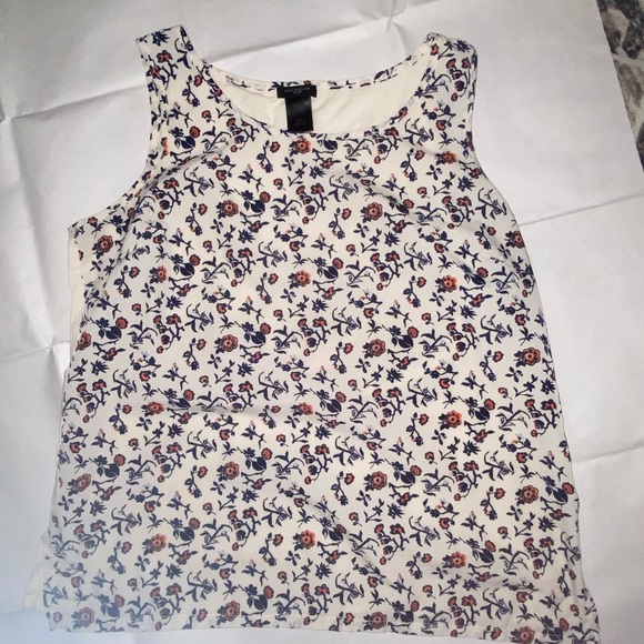 Ann Taylor Tops - Ann Taylor Cream and Blue Tank Top Floral Pattern
0078